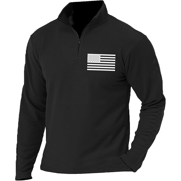 H HYFOL Men's Cross Graphic Pocket Pullover 1/4 Zip Stand Collar